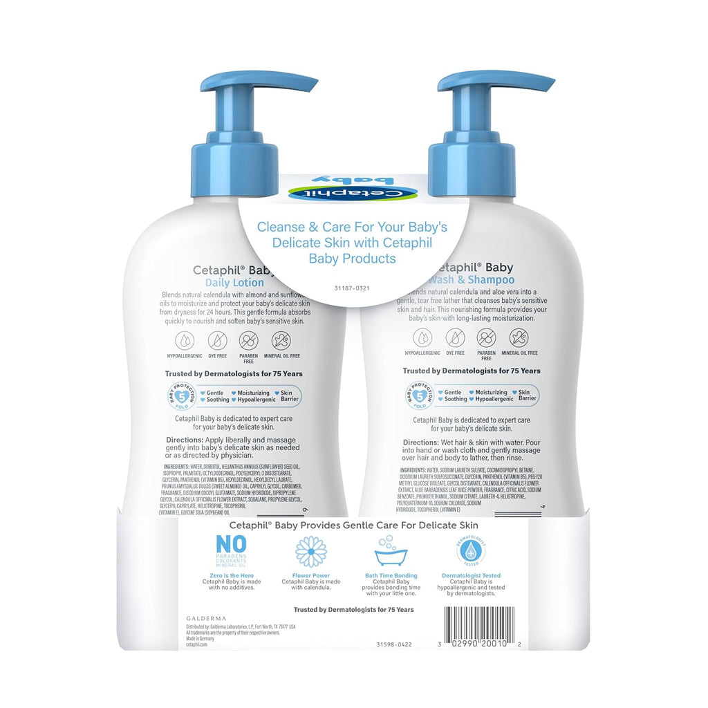 Cetaphil 2-in-1 Baby Shampoo & Body Wash, Tear Free, Calendula, 13.5oz