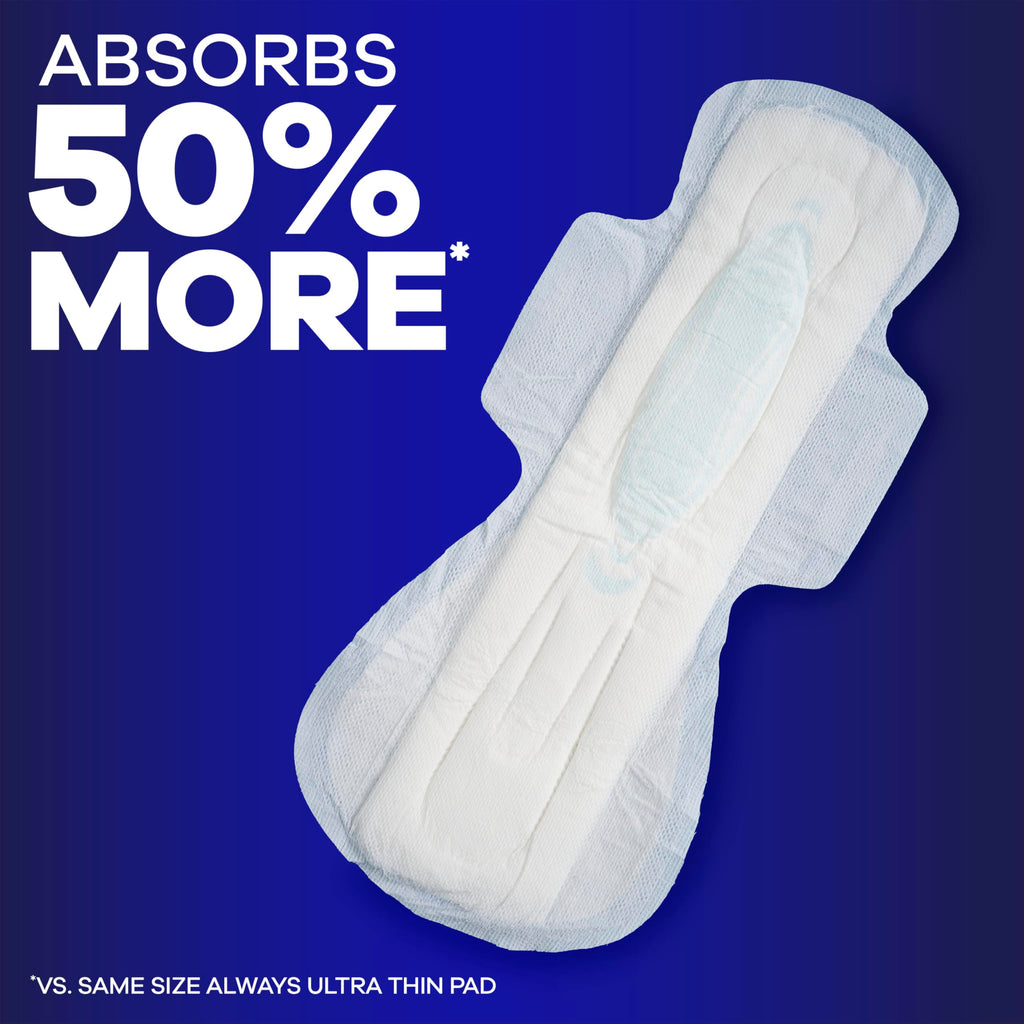 Always Maxi Overnight Pads with Wings for Women, Size 5, Extra Heavy Overnight Absorbency, Unscented, 36 Count