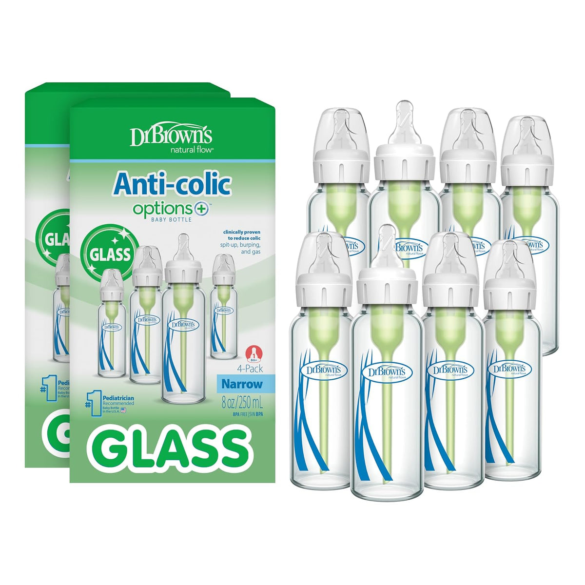 Dr. Brown’s Options+ Anti-Colic Narrow Glass Baby Bottles