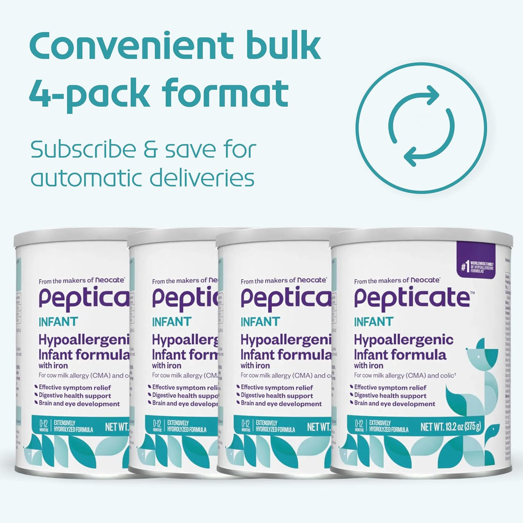 Pepticate Hypoallergenic Infant Formula 0–12 Months 13.2oz 4 Pack