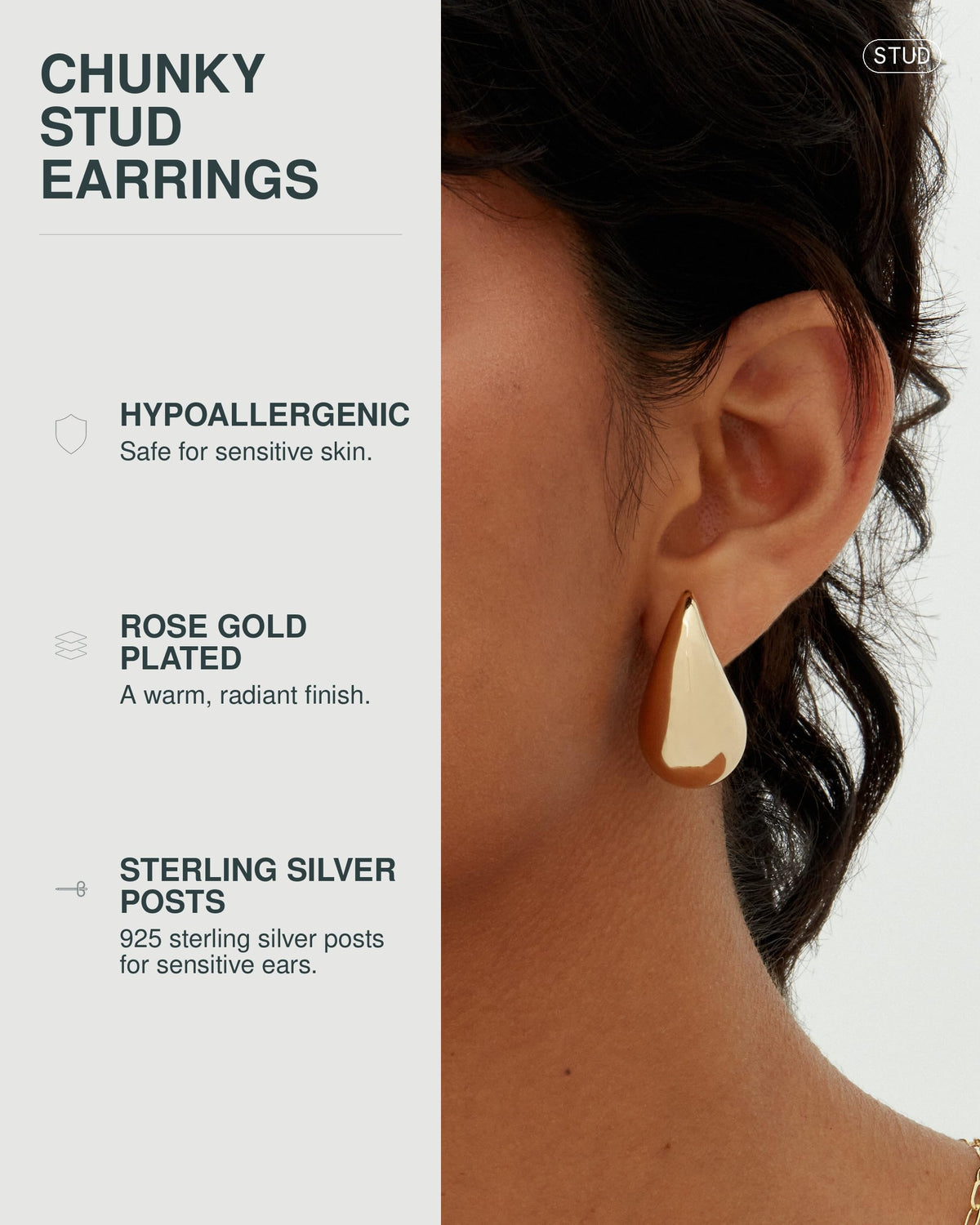 PAVOI 14K Gold Plated 925 Sterling Silver Post Teardrop Chunky Hoop Earrings - Lightweight Drop Earrings for Women - Designer Earring Trendy Jewelry