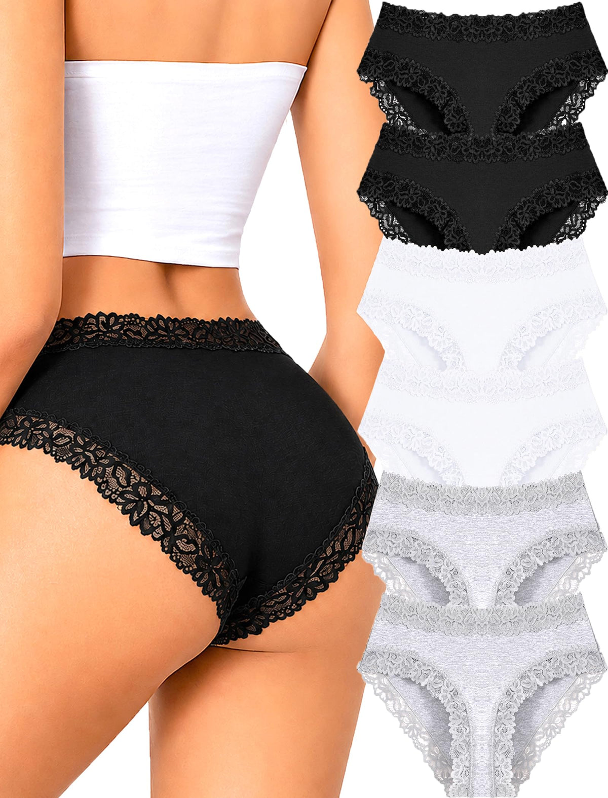 Cotton Underwear for Women Sexy Lace Panties Cheeky Bikini Lingerie Sets 6