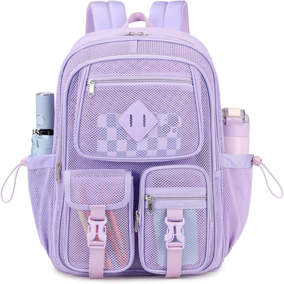 MOONBABY Mesh Backpack for School Heavy Duty See Through Net Bookbag Girls Boys Semi-Transparent Net Back Pack for Beach, Swimming, Sports, Work, Travel (Black)