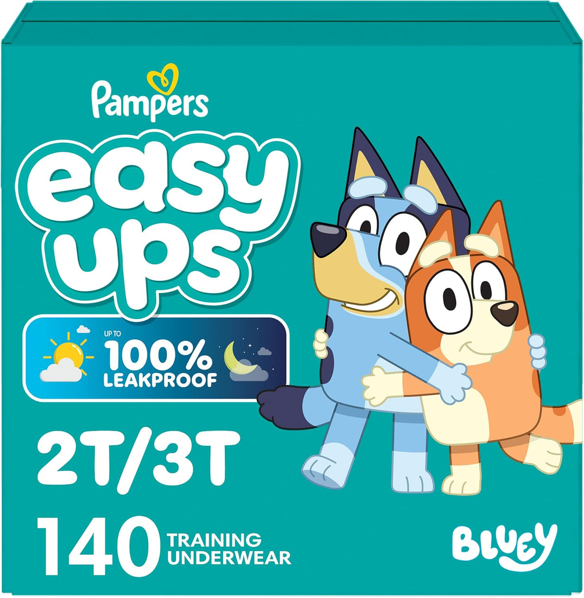 Easy Ups Girls & Boys Potty Training Pants, Size 4 (2T-3T), 140 Count, Bluey Absorbent Pull Up Training Underwear, Up to 100% Leakproof Day and Night, Hypoallergenic