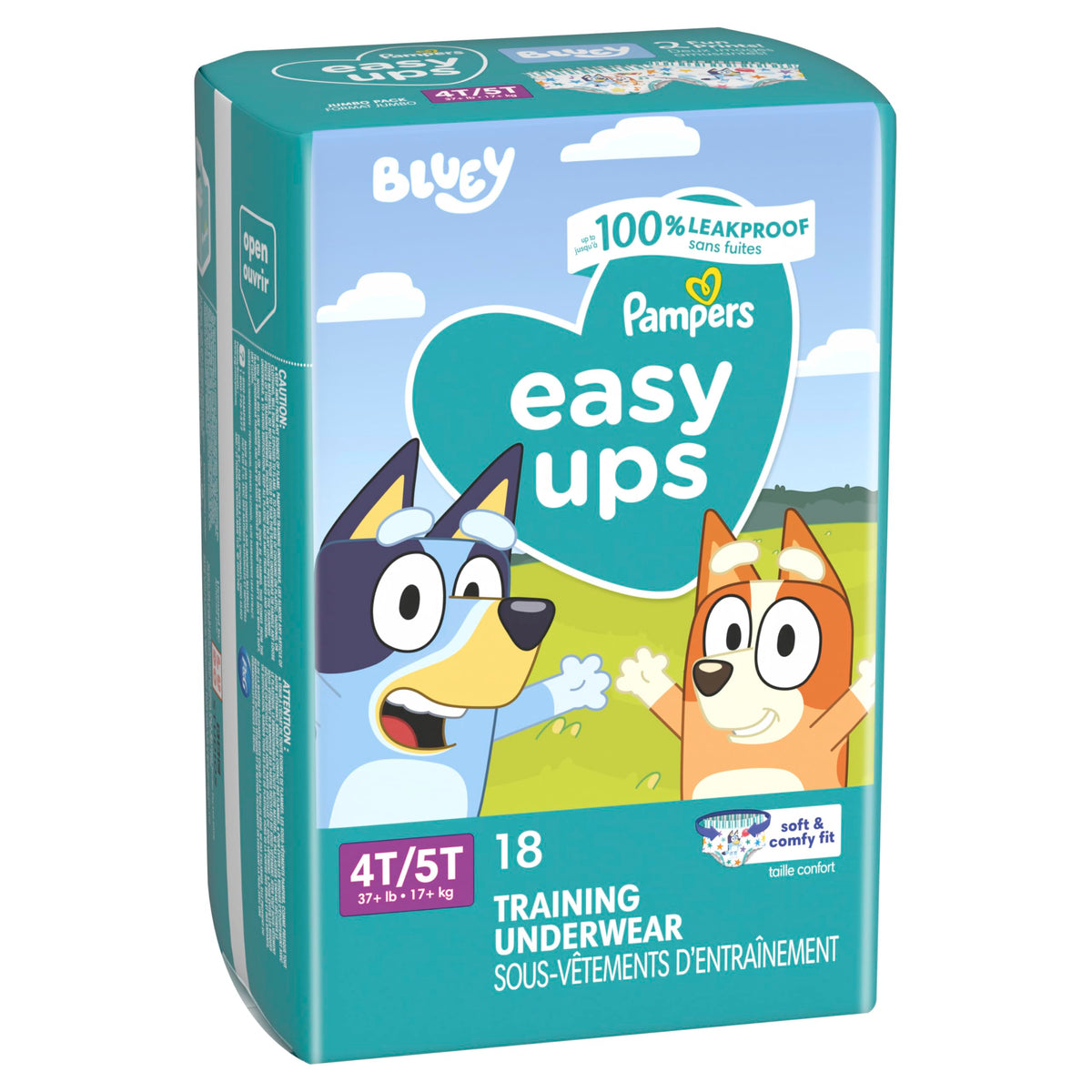 Easy Ups Girls & Boys Potty Training Pants, Size 4 (2T-3T), 140 Count, Bluey Absorbent Pull Up Training Underwear, Up to 100% Leakproof Day and Night, Hypoallergenic