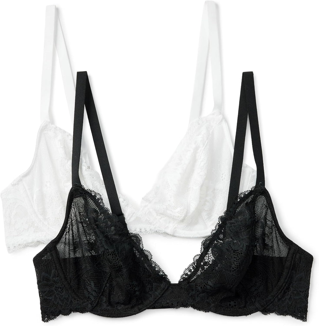 Women's Stretch Lace Plunge Bra – Comfortable, Supportive & Seamless, Multipack