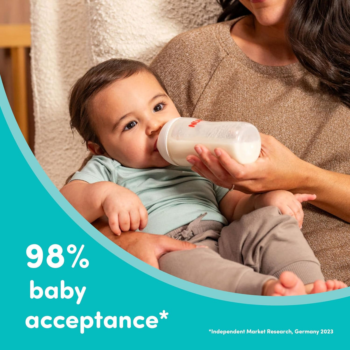 NUK Perfect Match Natural + Anti-Colic Bottle, 8 oz, 4 Pack