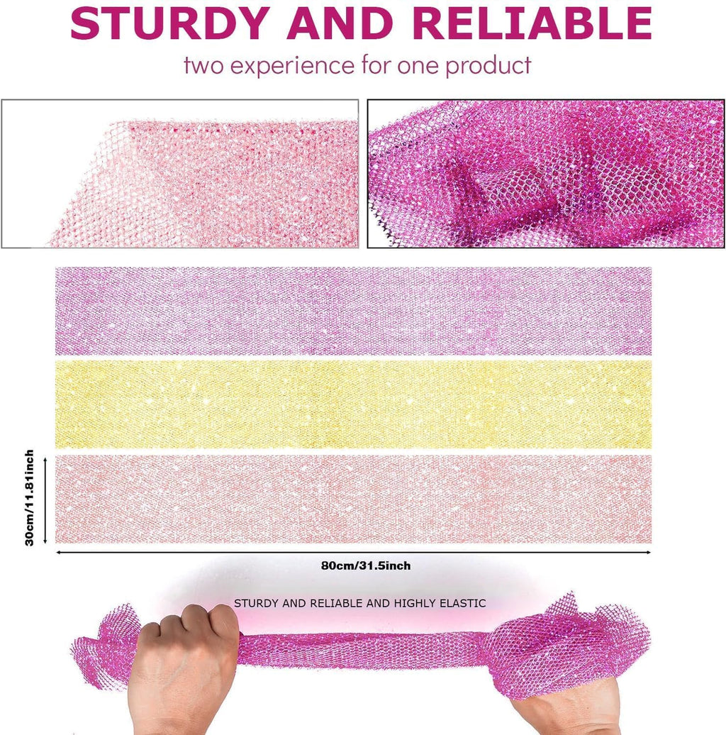 UJFQBH 3 Pack African Net Sponge, African Exfoliating Net Bath Sponge Long Net Bath Sponge Exfoliating Shower Body Scrubber Back Scrubber Skin Smoother,Great for Daily Use (Pink,Yellow,Purple)