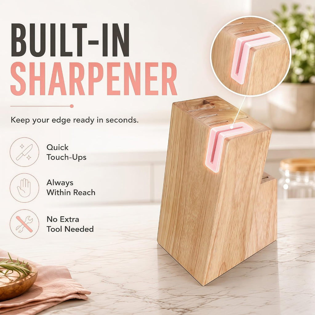 14-Piece Black Kitchen Knife Block Set with Built-In Sharpener | German high-carbon stainless steel blades, dishwasher safe, ultra-sharp edges, ergonomic non-slip handles