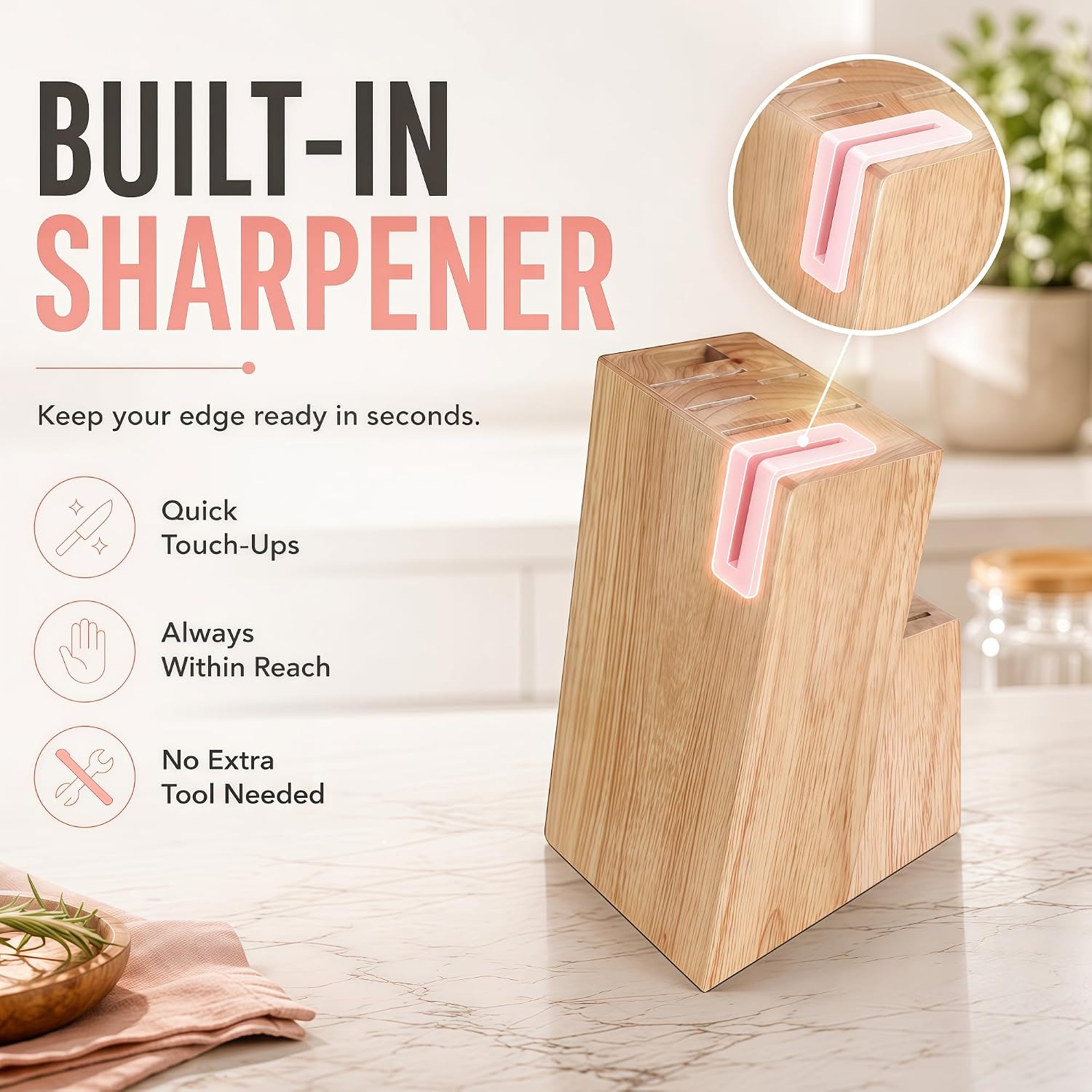 14-Piece Black Kitchen Knife Block Set with Built-In Sharpener | German high-carbon stainless steel blades, dishwasher safe, ultra-sharp edges, ergonomic non-slip handles