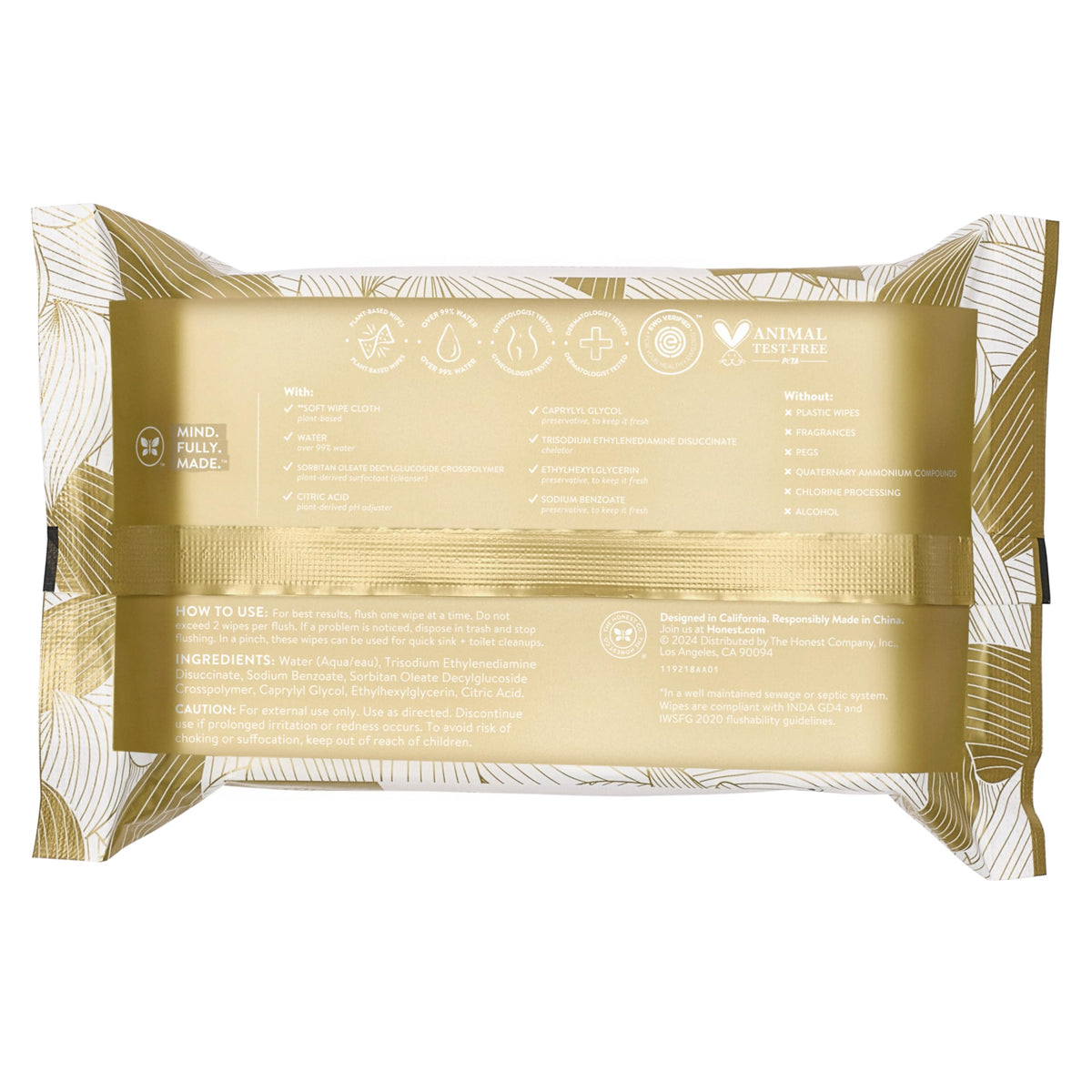 The Honest Company Flushable Wipes, Hypoallergenic, Gilded Wings, 126 Count