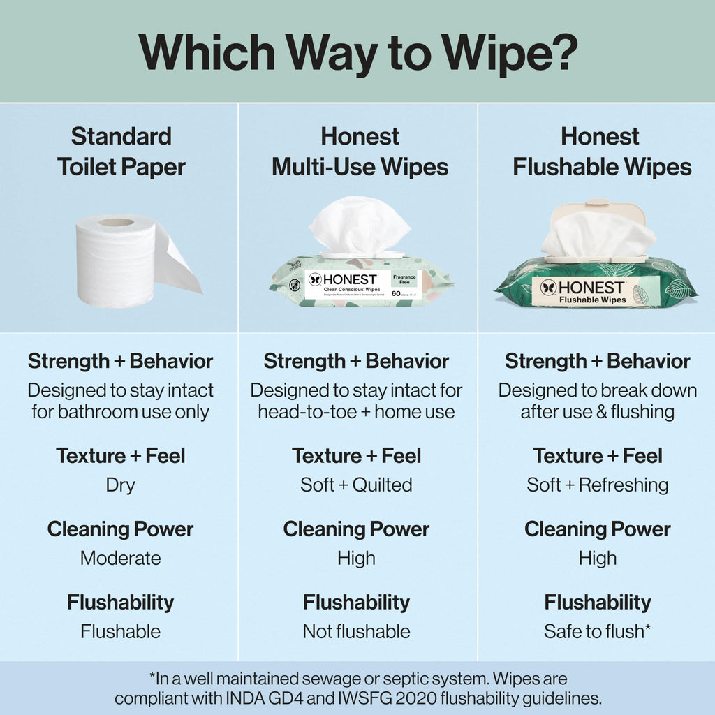 The Honest Company Flushable Wipes, Hypoallergenic, Gilded Wings, 126 Count