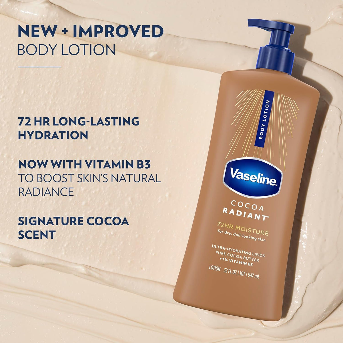Vaseline Cocoa Radiant Body Lotion for Dry Skin + Cocoa Butter 20.3oz 3ct