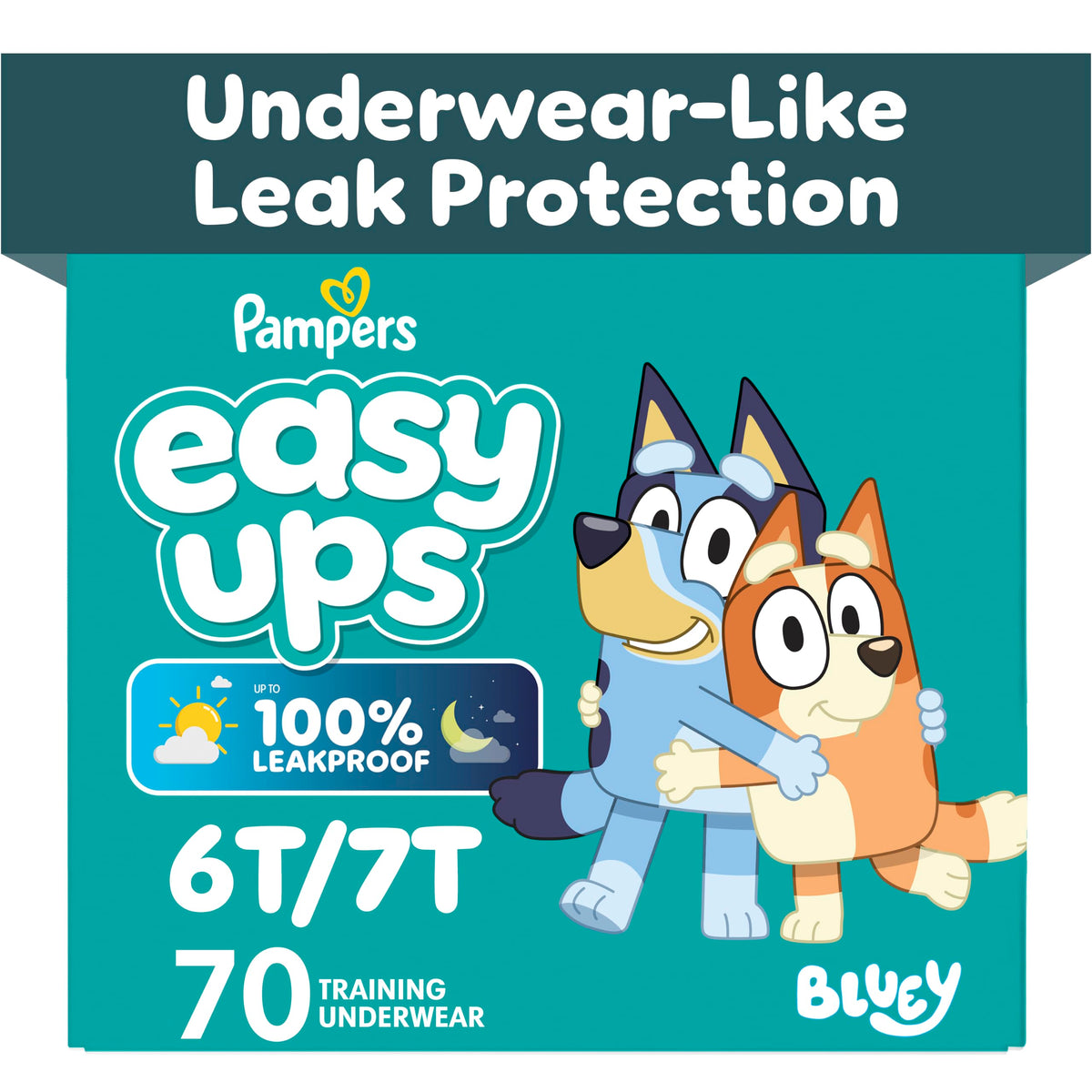 Easy Ups Girls & Boys Potty Training Pants, Size 4 (2T-3T), 140 Count, Bluey Absorbent Pull Up Training Underwear, Up to 100% Leakproof Day and Night, Hypoallergenic