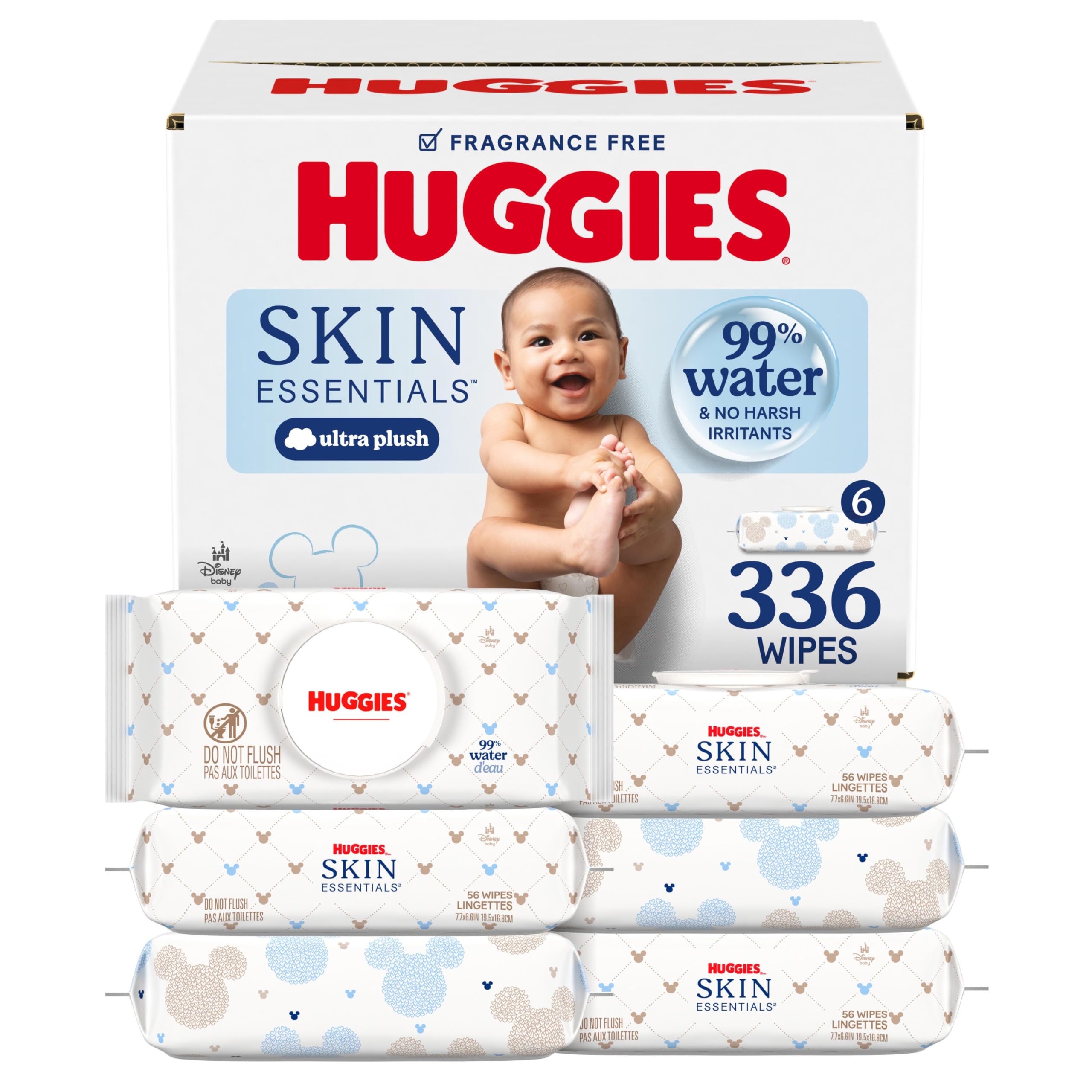Huggies Skin Essentials Baby Wipes, 99% Water, 15 Packs, 840 Wipes