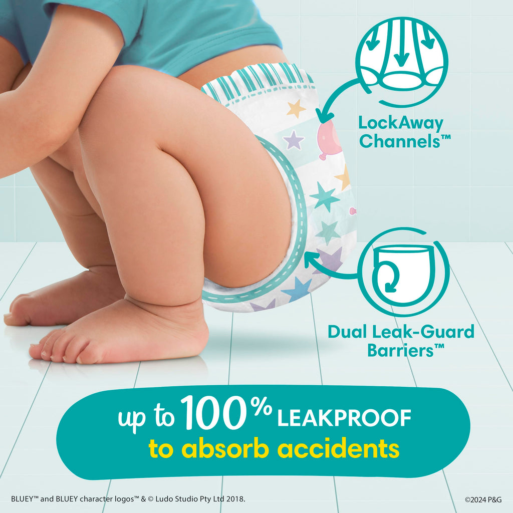 Easy Ups Girls & Boys Potty Training Pants, Size 4 (2T-3T), 140 Count, Bluey Absorbent Pull Up Training Underwear, Up to 100% Leakproof Day and Night, Hypoallergenic