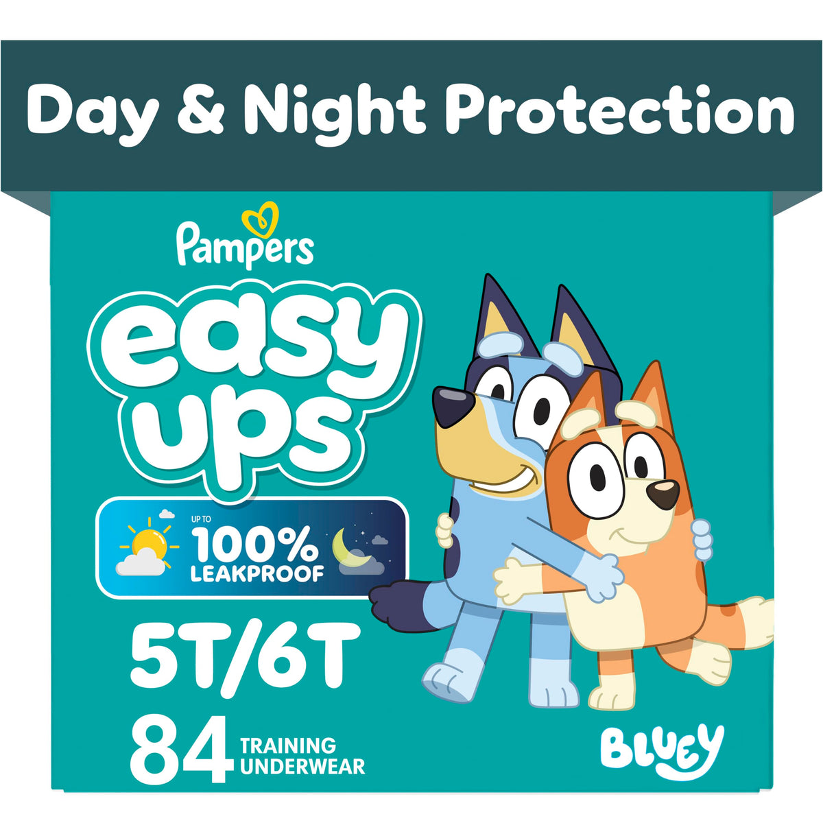 Easy Ups Girls & Boys Potty Training Pants, Size 4 (2T-3T), 140 Count, Bluey Absorbent Pull Up Training Underwear, Up to 100% Leakproof Day and Night, Hypoallergenic