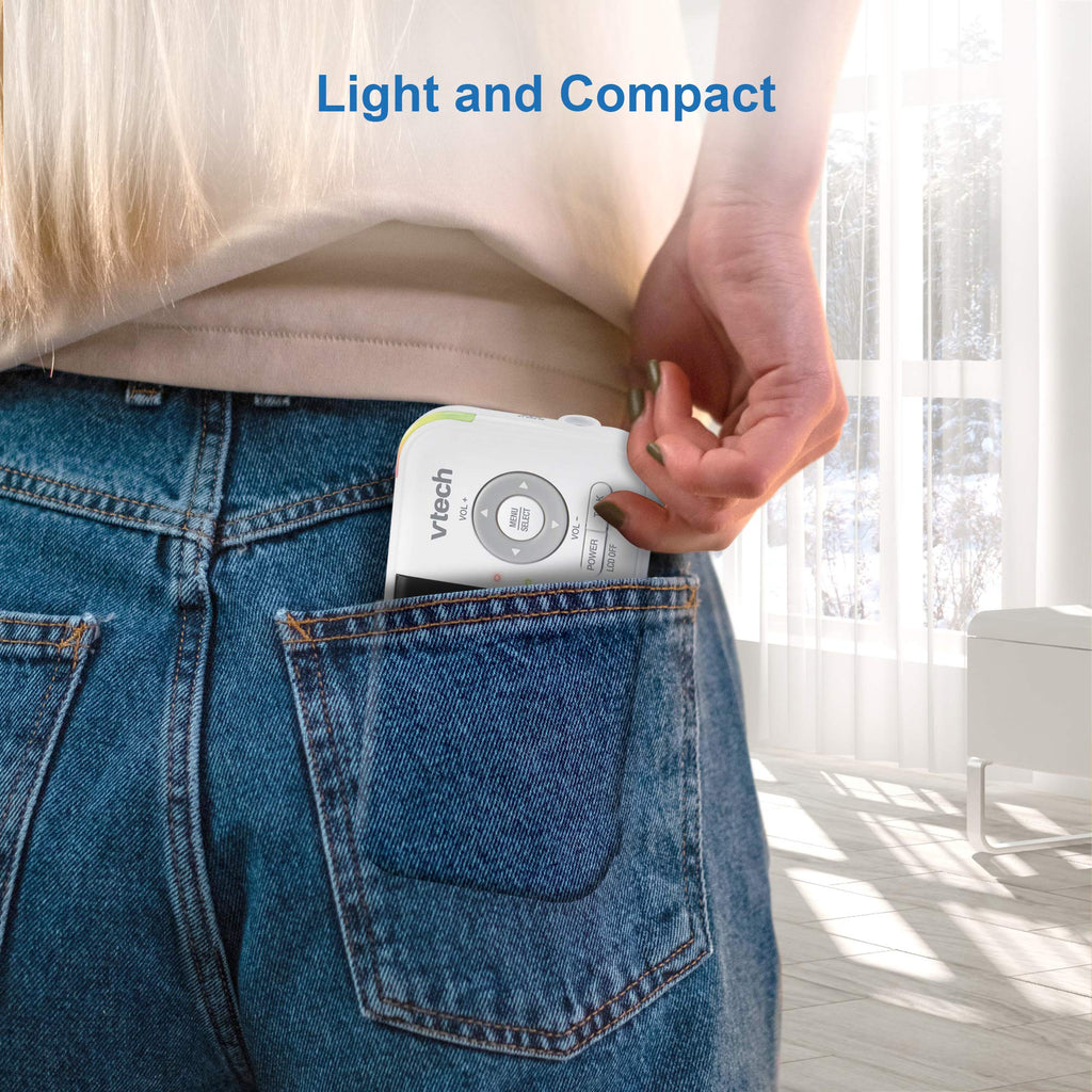 VTech Baby Monitor No WiFi – 19Hr Video Battery, 1000ft Range, Night Vision, Two-Way Talk, Temperature Sensor, Sound-Activated Screen, Lullabies | VM819