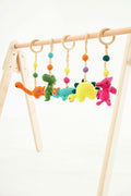 Wooden Baby Play Gym with 5 Crochet Hanging Toys – Foldable